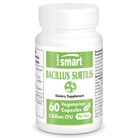 Supersmart - Bacillus Subtilis 3 Billion CFU per Day (High Potency) - Spore Probiotic - NutriGlobal