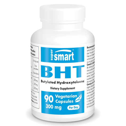 Supersmart - BHT 300 mg Per Day - Butylated Hydroxytoluene - Powerful Antioxidant - NutriGlobal