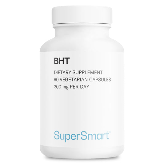 Supersmart - BHT Supplement 300mg per Day - Butylated Hydroxytoluene | Non-GMO & Gluten Free - 90 Vegetarian Capsules - NutriGlobal
