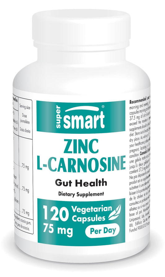 SuperSmart - Zinc L-Carnosine 75mg per Day (Well-Tolerated) - Zinc Carnosine Supplemen - NutriGlobal