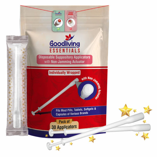 Suppository Applicators Mega Pack 30 Count Hygienic Inserter | Fits Suppositories Without Getting Stuck Inside With Our Innovative Pusher | Soft Tip, Smooth & Pain-Free Suppository Insertion Tool - NutriGlobal