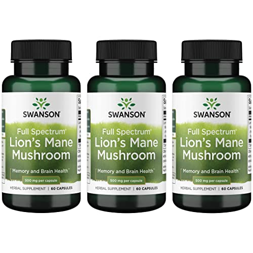 Swanson Lion's Mane Mushroom Capsules - 500 mg Each, 60 Capsules - NutriGlobal
