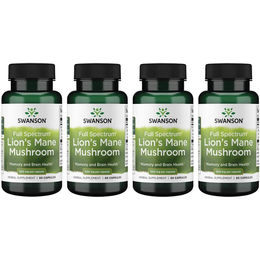 Swanson Lion's Mane Mushroom Capsules - 500 mg Each, 60 Capsules - NutriGlobal