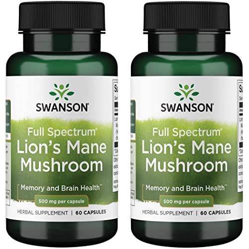 Swanson Lion's Mane Mushroom Capsules - 500 mg Each, 60 Capsules - NutriGlobal