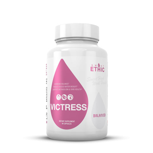 Sweat Ethic Victress, Hormone Balance Support for Women with KSM-66 Ashwagandha, DIM, Biotin, Folic Acid, Dandelion Root, Cayenne Pepper & Vitamin D3, Daily Wellness Formula, 90 Easy to Take Capsules - NutriGlobal