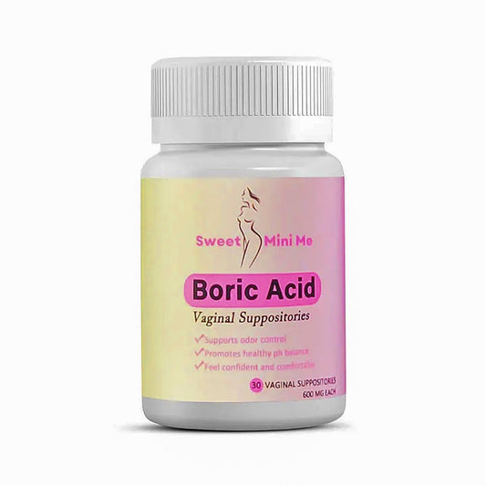 Sweet Mini Me 600mg Boric Acid Suppositories – Natural Vaginal Health Support for Women – pH Balance, Odor & Itch Relief – 30 Count Capsules - NutriGlobal