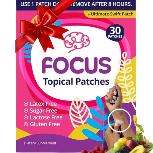 Swift Patch Focus Patch for Adults (30 Day Supply) + Proprietary Blend (Men and Women) - Help Kids and Adults Focus with Patches 22 Ingredients with Proprietary Formula - NutriGlobal