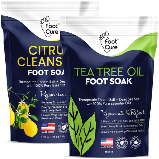 Tea Tree Oil & Citrus Detox Foot Soak with Epsom Salts - All Natural Salts for Post Workout - NutriGlobal