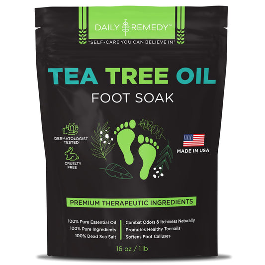 Tea Tree Oil Foot Soak with Epsom Salt - Made in USA - for Toenail Athletes Foot - NutriGlobal