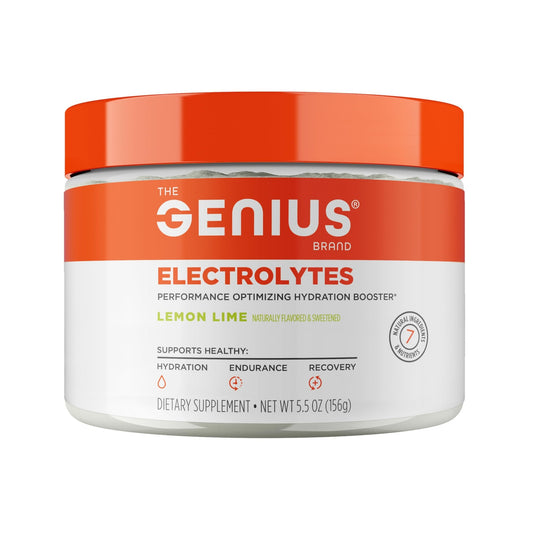 The Genius Brand Genius Electrolytes - Electrolyte Powder for Active Lifestyles - Supports Hydration, Energy, Endurance, Muscle Growth & Recovery - Lemon Lime - 30 Servings - NutriGlobal