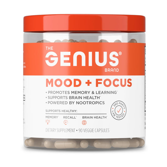 The Genius Brand Mood + Focus Nootropic – 400mg Organic Lion’s Mane, Alpha GPC & Citicoline – Memory & Focus Supplement – 30 Servings - NutriGlobal