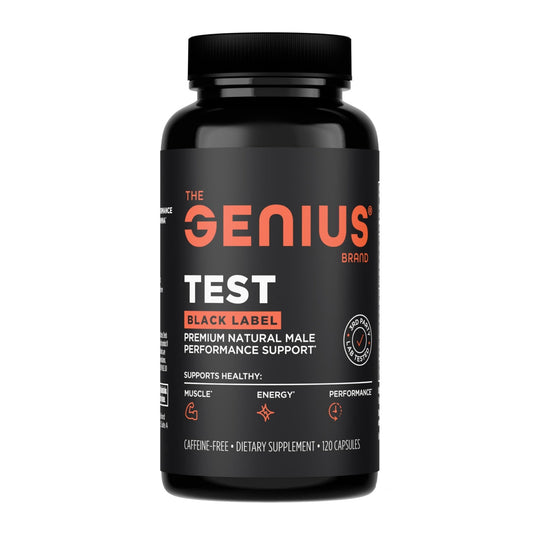 The Genius Brand Test Black Label - Testosterone Supplement for Men - Muscle Support, Energy & Performance Support - with D-Aspartic Acid, Magnesium, Korean Red Ginseng & Vitamins - 120 Capsules - NutriGlobal