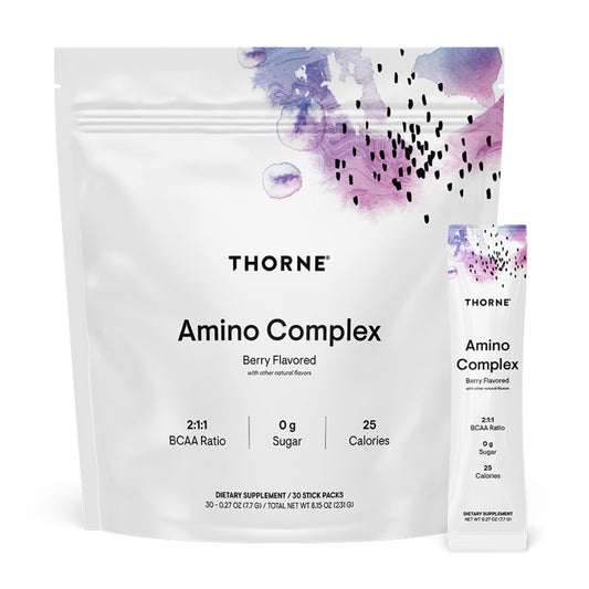 THORNE - Amino Complex - Clinically-Validated EAA and BCAA Powder for Pre or Post-Workout - Promotes Lean Muscle Mass & Exercise Recovery* - NSF Certified for Sport - 30 Servings - 8.15 Oz - Berry - NutriGlobal