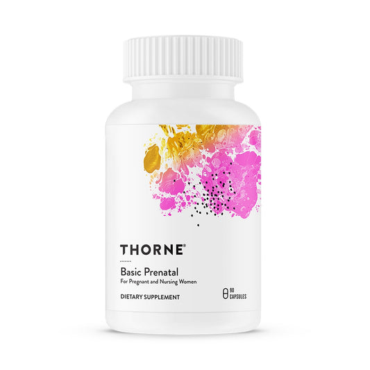 THORNE - Basic Prenatal - Well-Researched Folate Multi for Pregnant and Nursing Women Includes 18 Vitamins and Minerals, Plus Choline - Gluten, Dairy & Soy-Free - 90 Capsules - 30 Servings - NutriGlobal