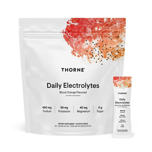 THORNE - Daily Electrolytes - Zero Sugar & Low-Calorie Electrolyte Powder Drink Mix - Flavors Derived from Natural Sources - NSF Certified for Sport - Blood Orange - 30 Stick Packs - NutriGlobal