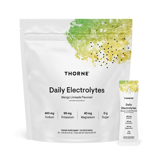 THORNE - Daily Electrolytes - Zero Sugar & Low-Calorie Electrolyte Powder Drink Mix - Flavors Derived from Natural Sources - NSF Certified for Sport - Mango Limeade - 30 Stick Packs - NutriGlobal
