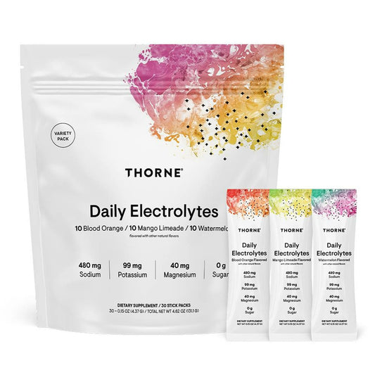 THORNE - Daily Electrolytes - Zero Sugar & Low-Calorie Electrolyte Powder Drink Mix - Flavors Derived from Natural Sources - NSF Certified for Sport - Variety - 30 Stick Packs - NutriGlobal