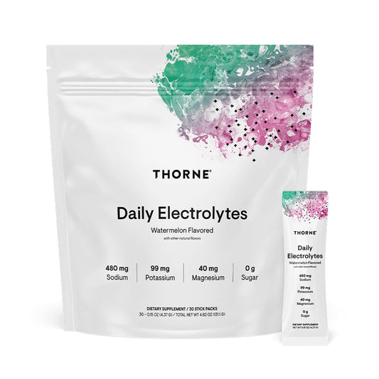 THORNE - Daily Electrolytes - Zero Sugar & Low-Calorie Electrolyte Powder Drink Mix - Flavors Derived from Natural Sources - NSF Certified for Sport - Watermelon - 30 Stick Packs - NutriGlobal