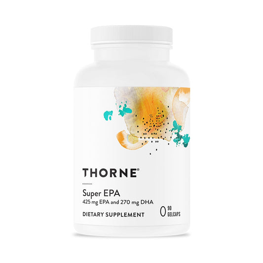 THORNE - Super EPA - Omega-3 Fatty Acids EPA 425mg & DHA 270mg Supplement - Support Brain, Cardiovascular, Joints & Skin* - Gluten, Dairy & Soy-Free - 90 Gelcaps - NutriGlobal