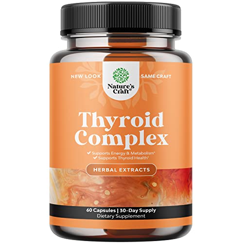 Thyroid Support Natural Complex Supplement Capsules with Vitamin B-12 - NutriGlobal