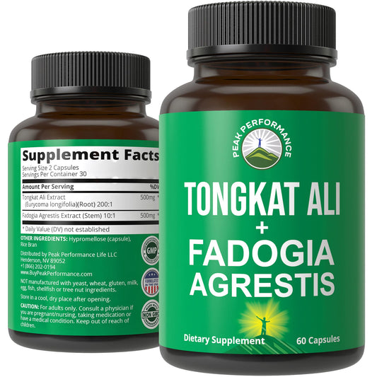 Tongkat Ali + Fadogia Agrestis 2-in-1 T Supplement for Men. Ultra High Strength Tongkat-Ali Longjack Extract + Fadogia Agrestis Extract. Vegan Capsules. Support Natural Energy. USA Tested Pills - NutriGlobal