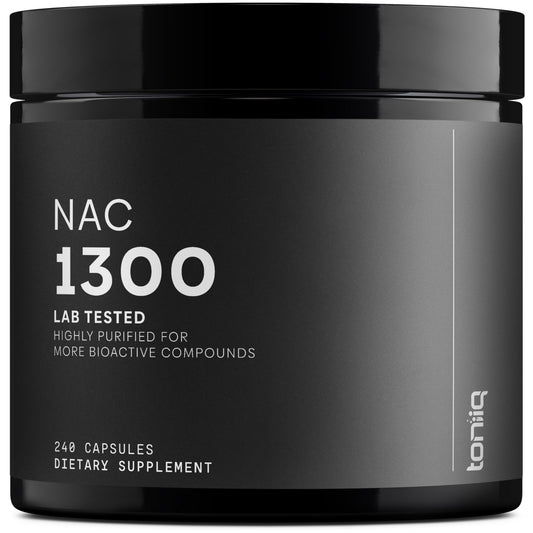 Toniiq 1300mg NAC - 4 Month Supply - Min. 98%+ Tested Purity - Ultra High Strength Bioavailable NAC Cysteine Supplement - 240 Vegetarian N Acetyl Cysteine - NutriGlobal