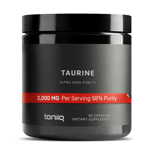 Toniiq 2000mg Taurine Supplement - High Purity Taurine Powder Capsules, 98%+ Pure - NutriGlobal