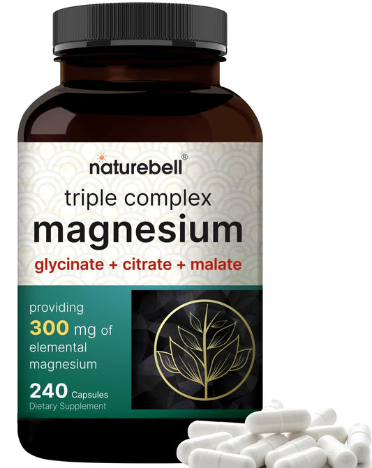 Triple Complex Magnesium Supplement, 240 Capsules | Magnesium Glycinate 500mg - NutriGlobal