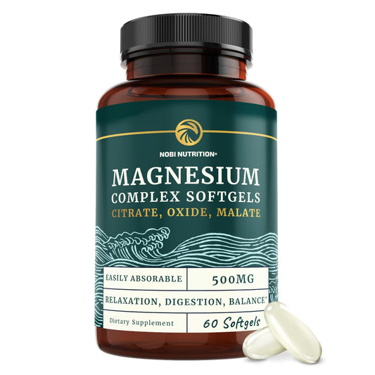 Triple Magnesium Softgels | Citrate, Malate, & Oxide | Highly Absorbable Magnesium - NutriGlobal