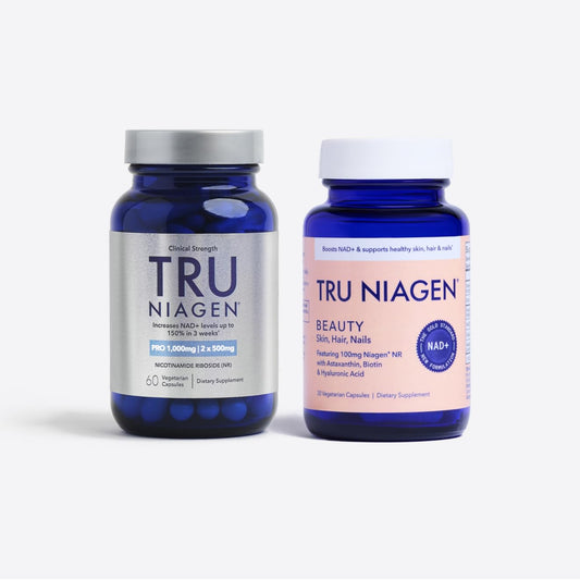 TRU NIAGEN 1,000mg + Beauty Bundle. A Full-Spectrum Bundle for Clinical-Strength Daily NAD+ Support and targeted Beauty Actives for Healthy Skin, Hair, and Nails at The Cellular Level. - NutriGlobal