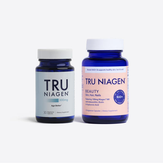TRU NIAGEN 300mg + Beauty Bundle. A Comprehensive Bundle for Daily NAD+ Support with targeted Beauty Actives for Healthy Skin, Hair, and Nails at The Cellular Level. - NutriGlobal