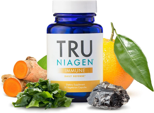 TRU NIAGEN Immune Support Supplement - Daily Defense - Vitamin C from Fermentation, Vegan Vitamin D3 2000 IU, Zinc, Plus Theracurmin (Curcumin) + Multi Award-Winning NAD Boosting Niagen 150mg 30ct - NutriGlobal