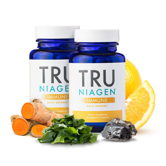 TRU NIAGEN Immune Support Supplement - Daily Defense, Vitamin C from Fermentation, Vegan Vitamin D3 2000 IU, Zinc, Plus Theracurmin (Curcumin) + Multi Award-Winning NAD Boosting Niagen 150mg 60ct - NutriGlobal