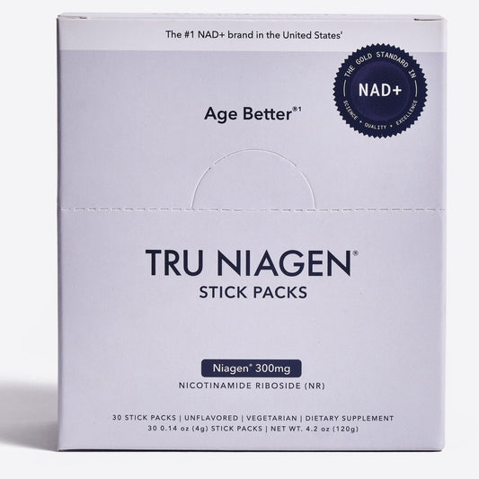 TRU NIAGEN NAD+ Booster with Hydration & Prebiotic Support Award-Winning Nicotinamide Riboside Mixing Powder for Cellular Energy, Repair & Healthy Aging - 30ct/300mg Stick Packs: On-The-Go Supplement - NutriGlobal