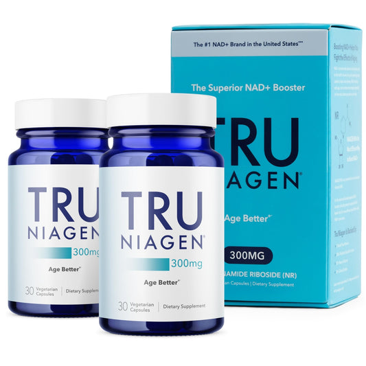 TRU NIAGEN Patented NAD Supplement for Brain Function, Anti Aging & Cell Regeneration, 300mg Niagen, 30 Servings | Supports Cellular Energy, Muscle | Nicotinamide Riboside (NR) Take 1 Daily | 2 Bottle - NutriGlobal