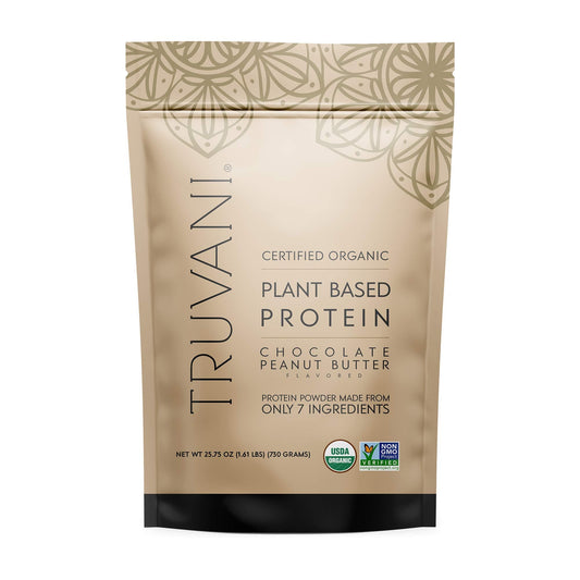 Truvani Vegan Chocolate Peanut Butter Protein Powder - 20g Plant-Based Protein, Gluten - NutriGlobal