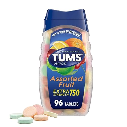 TUMS Antacid Chewable Tablets, Extra Strength for Heartburn Relief, Assorted Fruit - NutriGlobal