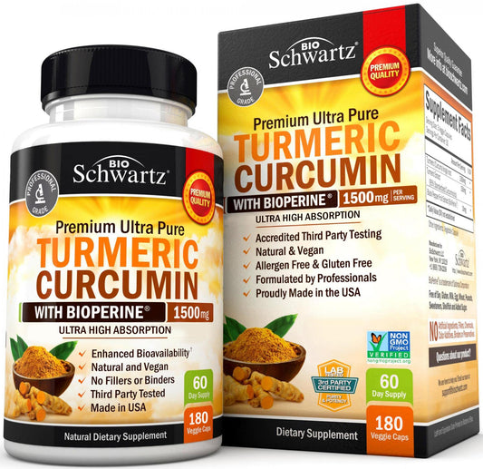 Turmeric Curcumin with Black Pepper Extract 1500mg - High Absorption - NutriGlobal