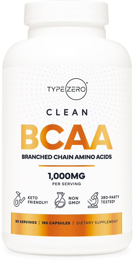 Type Zero BCAA 1000mg (180 Capsules, 90 Servings), Branched Chain Amino Acids (500mg of L-Leucine, 1000mg of L-Isoleucine and L-Valine) - NutriGlobal