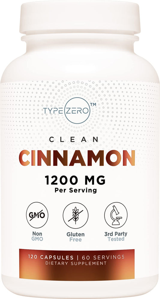 Type Zero Ceylon Cinnamon Capsules (1200mg | 120 Capsules) - Natural, Non-GMO, Gluten Free, Organic Cinnamon Bark Supplement - NutriGlobal
