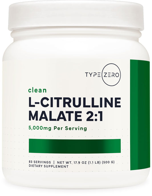 Type Zero Clean L-Citrulline Malate 2:1 Powder Drink Mix (500g, Unflavored) (83 Servings) - Keto Friendly, Gluten Free, Non-GMO - NutriGlobal