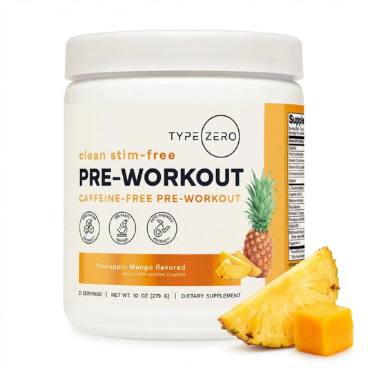 Type Zero Clean Stim Free Pre Workout Powder + Nitric Oxide Booster with L-Citrulline Malate, Arginine AKG, Beta Alanine - Caffeine & Stimulant Free - Pineapple Mango Flavor, 21 Servings - NutriGlobal