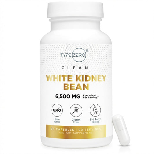 Type Zero Clean White Kidney Bean Capsules (6,500 MG Equivalent Per Serving, 90 Count) - Non-GMO, Gluten Free - NutriGlobal