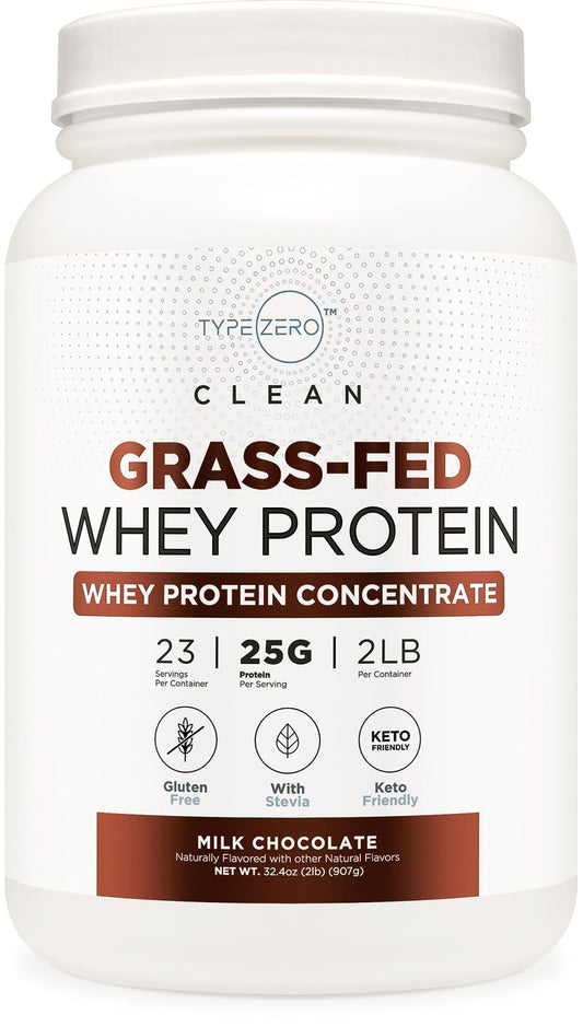 Type Zero Grass Fed Whey Protein Concentrate Powder (Chocolate, 2LBS) - Gluten Free - NutriGlobal
