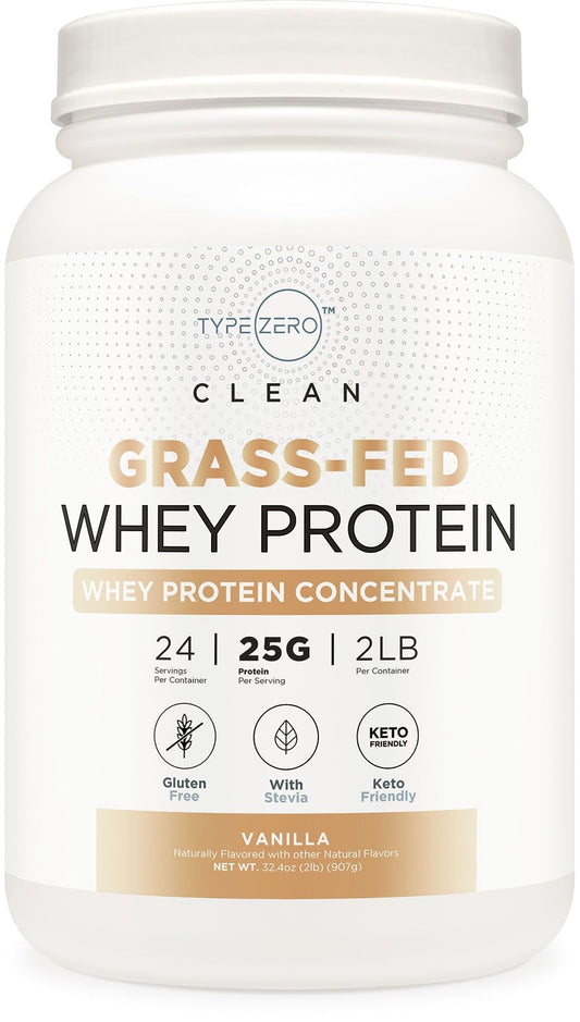 Type Zero Grass Fed Whey Protein Concentrate Powder (Vanilla, 2LBS) - Gluten Free - NutriGlobal