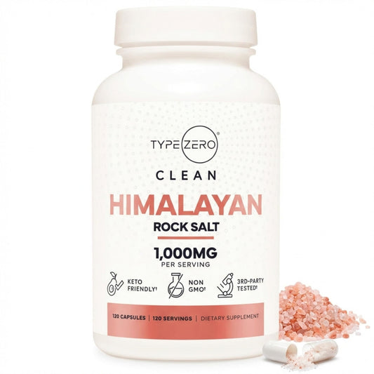 Type Zero Himalayan Rock Salt Capsules (120 Capsules) (1000mg per Serving) - NutriGlobal