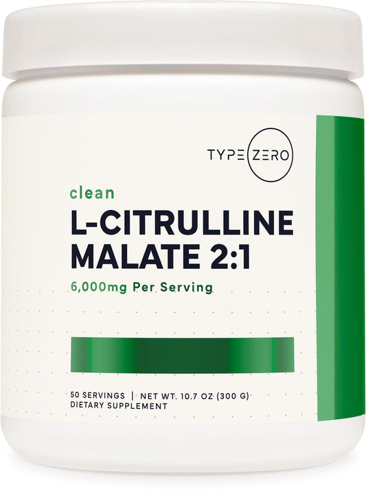 Type Zero L-Citrulline Malate Powder 2:1 6X (300g | 6000mg Per Serving | Unflavored) Ultra Clean L Citrulline, Nitric Oxide Booster, Pre Workout - NutriGlobal