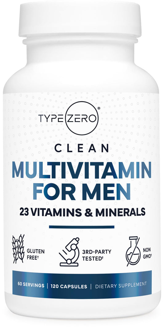 Type Zero Multivitamin Capsules for Men (120 Capsules) (1200 mg) - Gluten-Free, 60 Servings - NutriGlobal