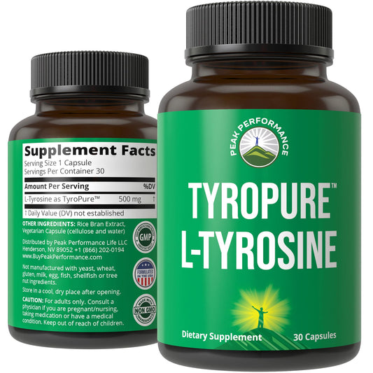 TyroPure L Tyrosine Supplement. More Bioavailable, Cleaner Version of L-Tyrosine. Vegan, Naturally Fermented 500mg Capsules for Mental Clarity, Dopamine. Mood Support for Women and Men - NutriGlobal