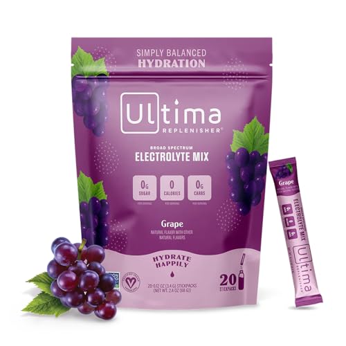 Ultima Replenisher Daily Electrolyte Drink Mix – Grape, 20 Stickpacks – Hydration Packets - NutriGlobal